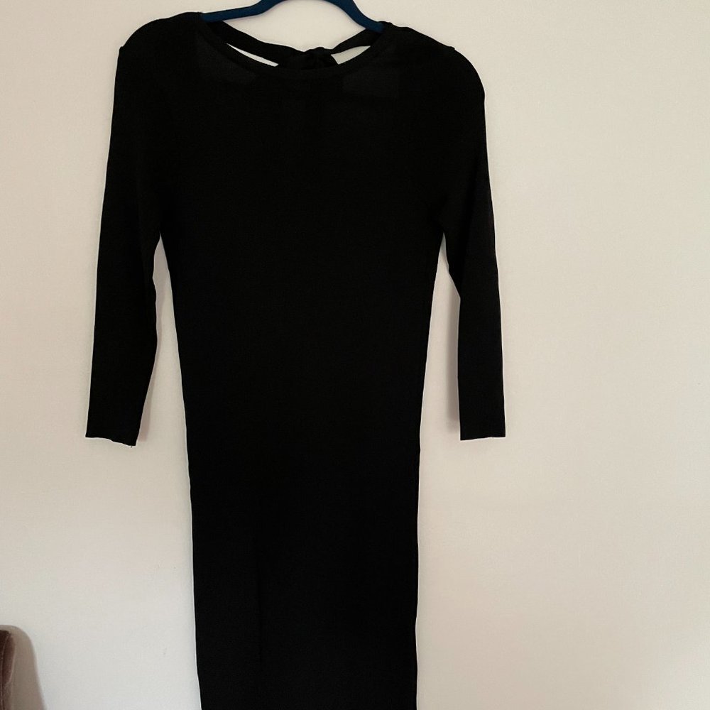 Black Midi Plunging Back Dress - Picture 4 of 6
